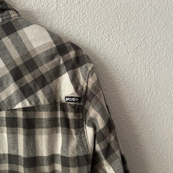 Rip curl Plaid Flannel Shirt Mens XL Fall vintage y2k gray - Picture 6 of 6
